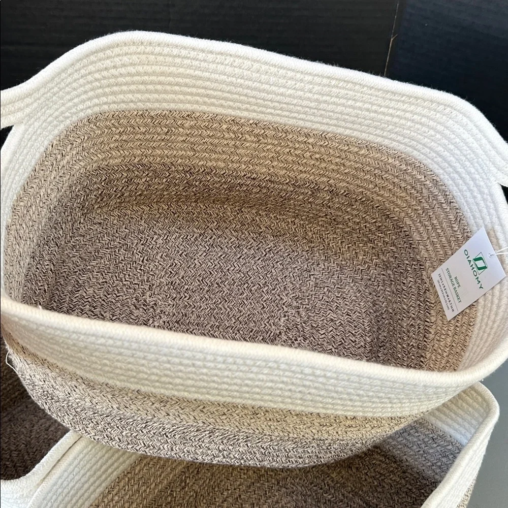NEW Chic Woven Storage Baskets in Cream and Brown